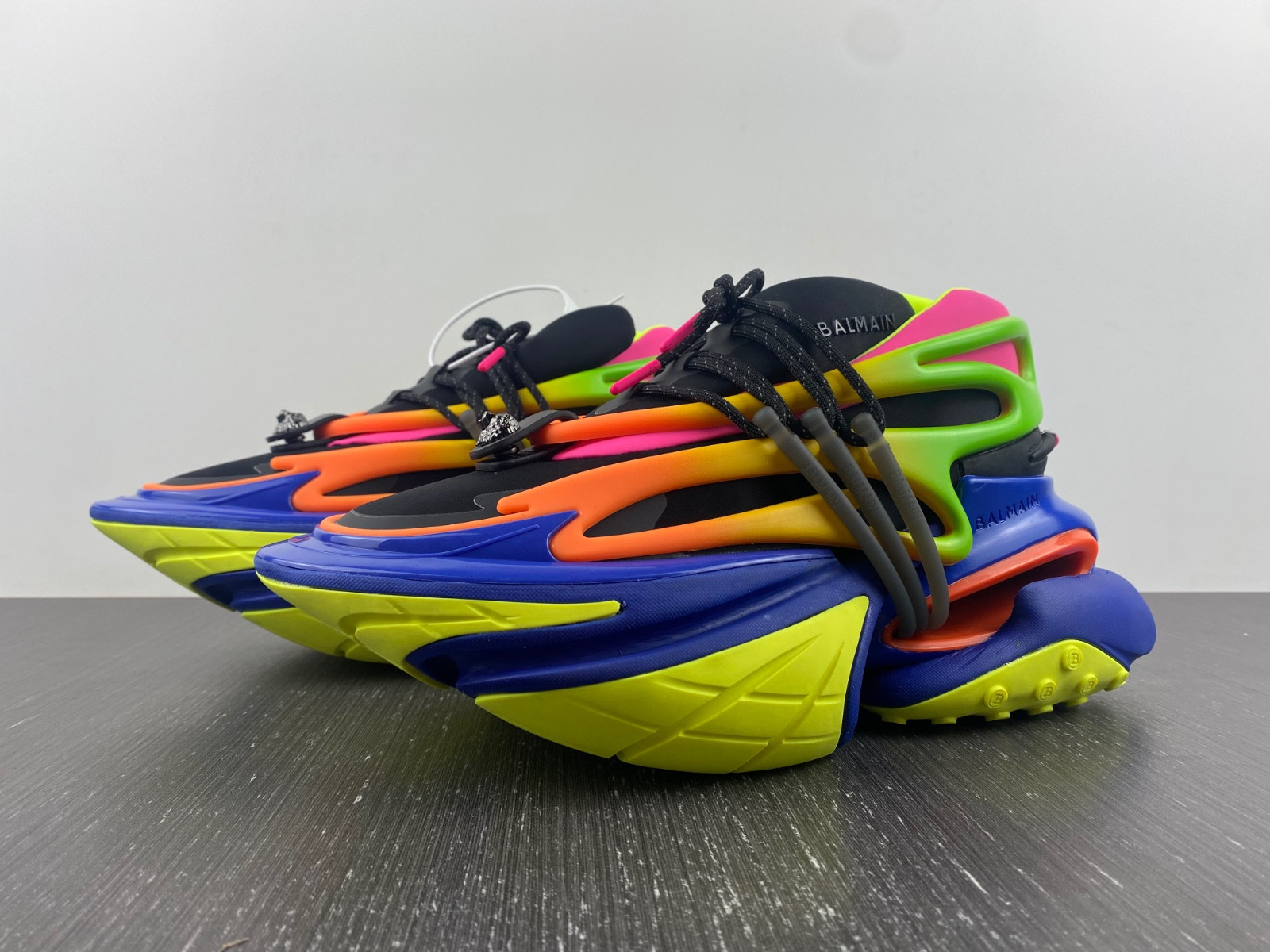 BALMAIN NEOPRENE AND LEATHER UNICORN LOW-TOP SNEAKERS