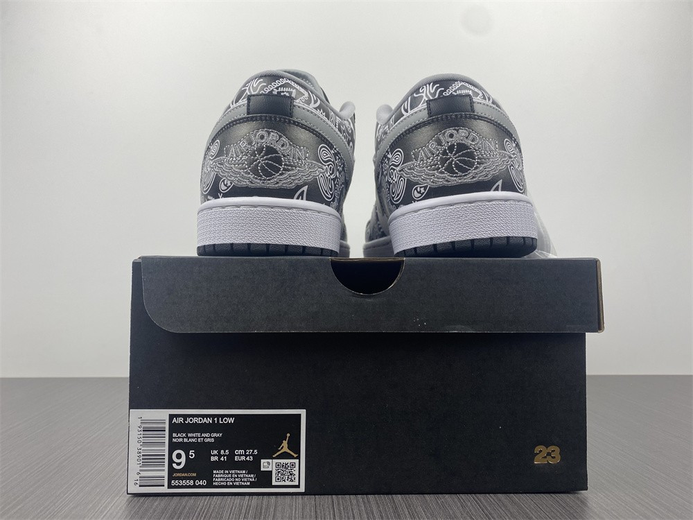 AIR JORDAN 1 LOW BLACK WHITE GREY 553558-040