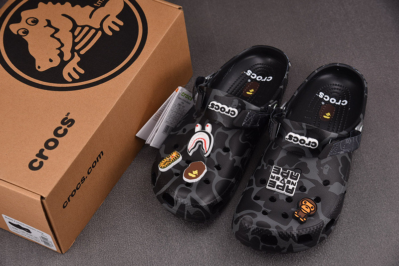 bape x Cr*0*s classic clog “black camo”