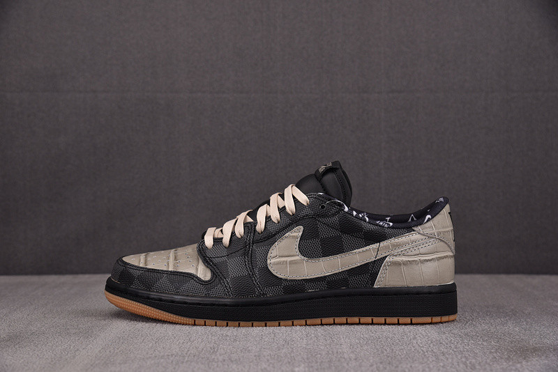 LV x Air Jordan 1 x TS Checked Black Trainers DZ2505-001