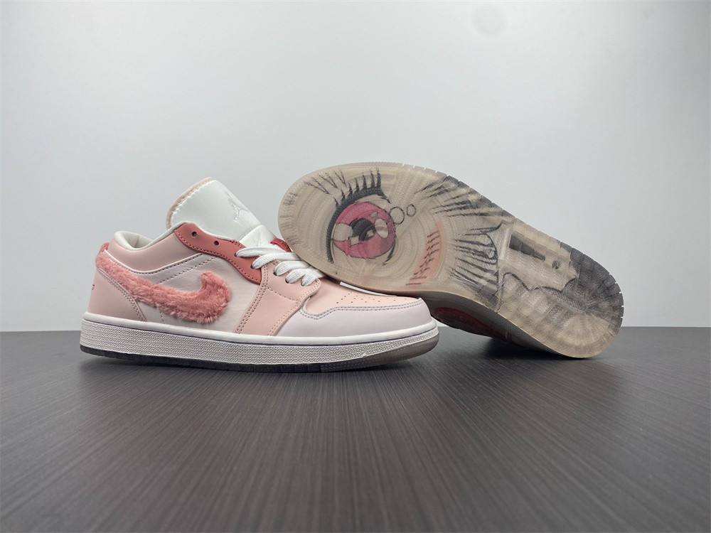 Air Jordan 1 Low White Pink Grey Shoes DM5443-666