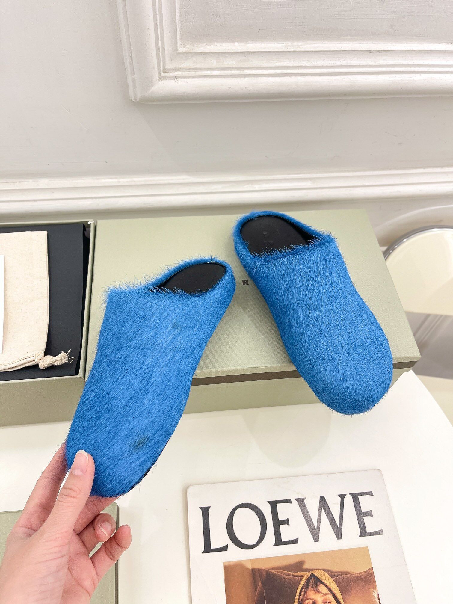 MARNI BLUE FUSSBETT SABOT LOAFERS