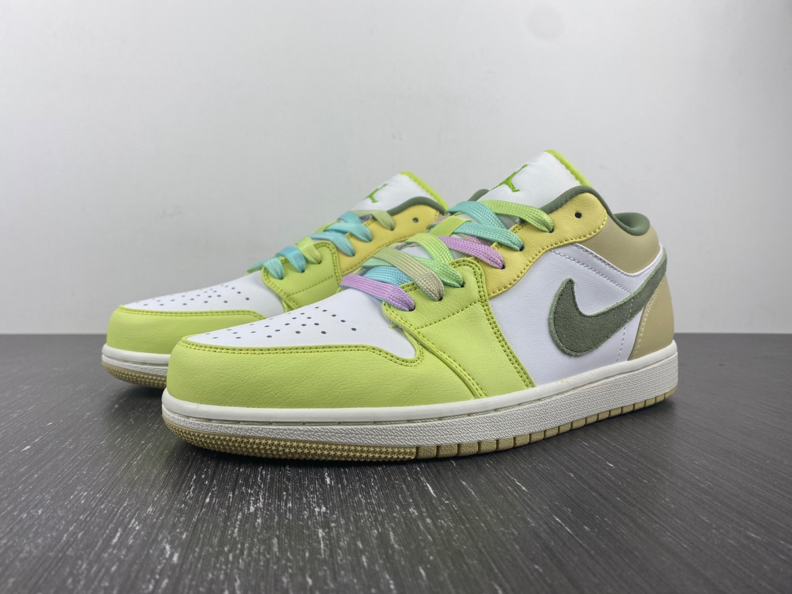 Air Jordan 1 Low White Volt Green Tan FD9906-131