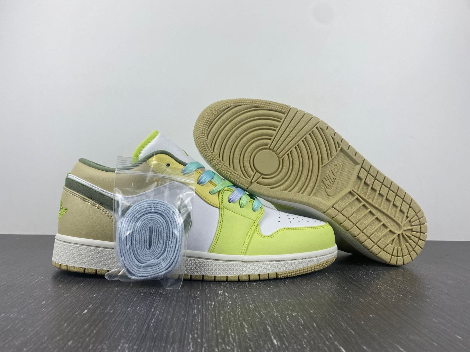 Air Jordan 1 Low White Volt Green Tan FD9906-131