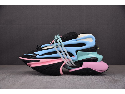 BALMAIN NEOPRENE AND LEATHER UNICORN LOW-TOP SNEAKERS