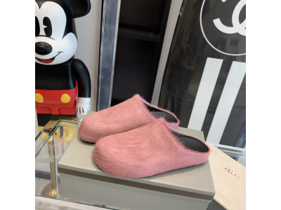 MARNI Bright pink Fussbett Sabot Loafers